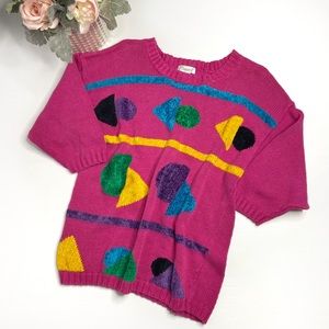 Vintage Pink Geo Shapes Sweater